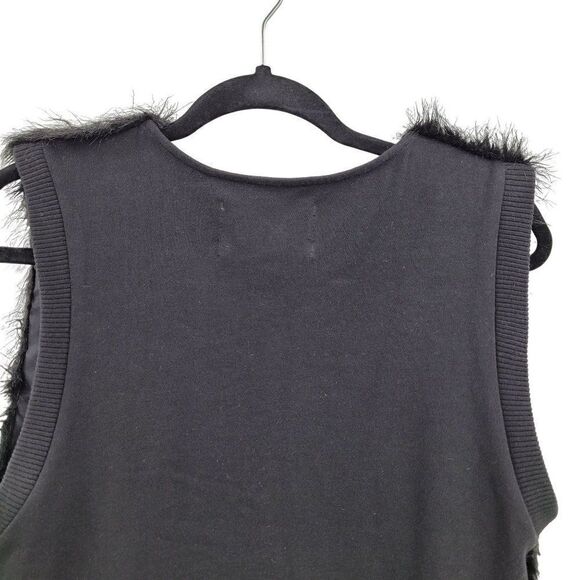Aiko Womens Vest Faux Vegan Fur Rocker Zip Up Silk Lined Pockets Black XS - Picture 9 of 13